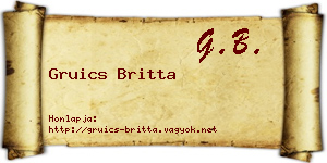 Gruics Britta névjegykártya